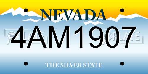 4AM1907 Nevada License Plate