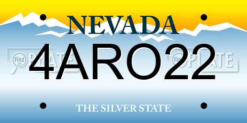4ARO22 Nevada License Plate