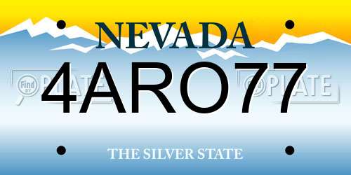 4ARO77 Nevada License Plate