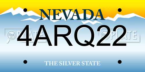 4ARQ22 Nevada License Plate