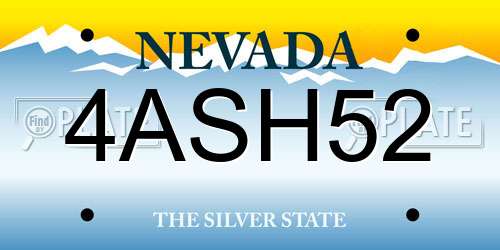 4ASH52 Nevada License Plate