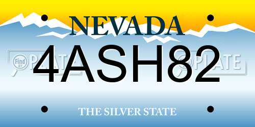 4ASH82 Nevada License Plate