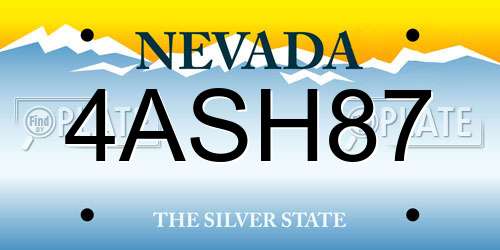 4ASH87 Nevada License Plate