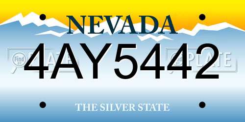 4AY5442 Nevada License Plate