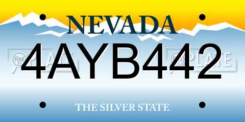 4AYB442 Nevada License Plate