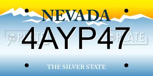 4AYP47 Nevada License Plate