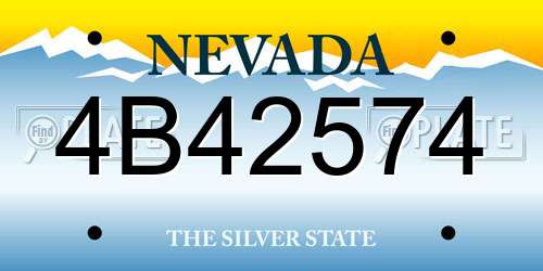 4B42574 Nevada License Plate