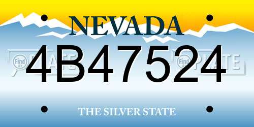 4B47524 Nevada License Plate