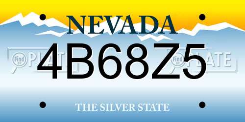 4B68Z5 Nevada License Plate