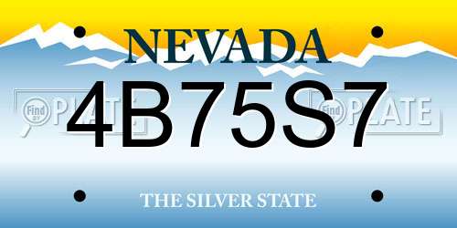 4B75S7 Nevada License Plate