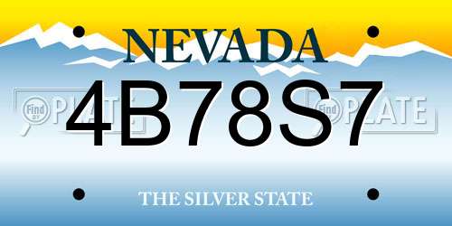 4B78S7 Nevada License Plate