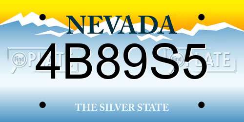 4B89S5 Nevada License Plate
