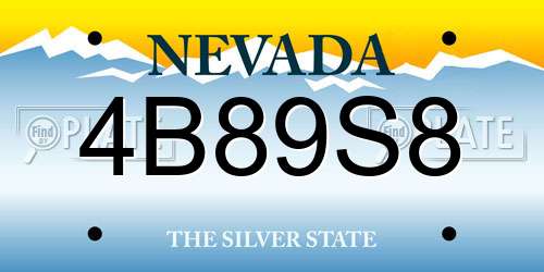 4B89S8 Nevada License Plate