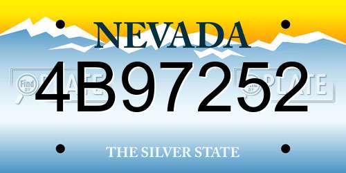 4B97252 Nevada License Plate