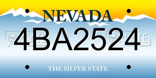 4BA2524 Nevada License Plate