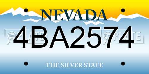 4BA2574 Nevada License Plate