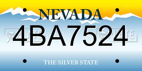 4BA7524 Nevada License Plate