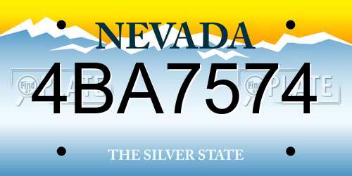 4BA7574 Nevada License Plate