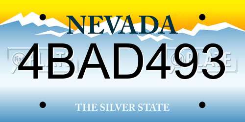 4BAD493 Nevada License Plate