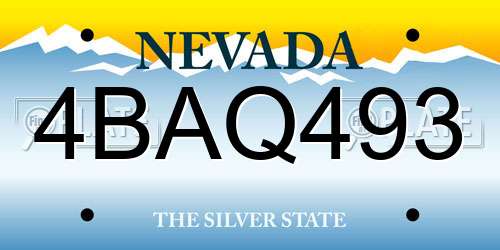 4BAQ493 Nevada License Plate
