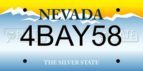 4BAY58 Nevada License Plate