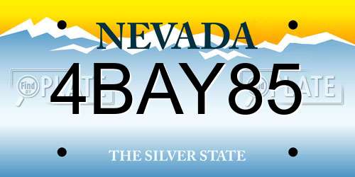 4BAY85 Nevada License Plate