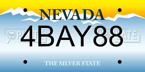 4BAY88 Nevada License Plate