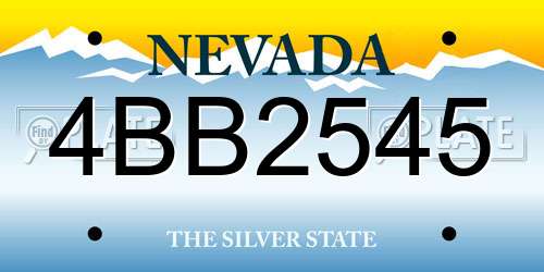 4BB2545 Nevada License Plate