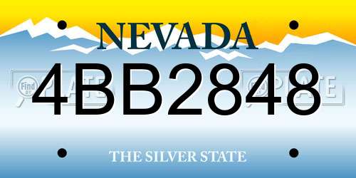 4BB2848 Nevada License Plate