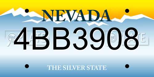 4BB3908 Nevada License Plate
