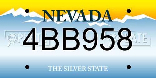 4BB958 Nevada License Plate