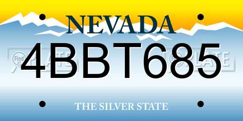 4BBT685 Nevada License Plate