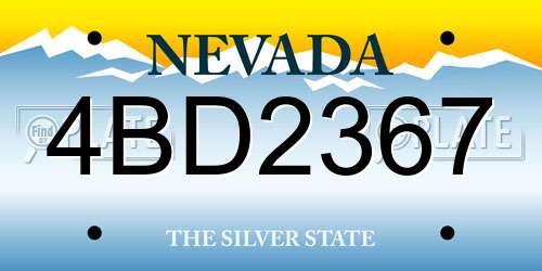 4BD2367 Nevada License Plate