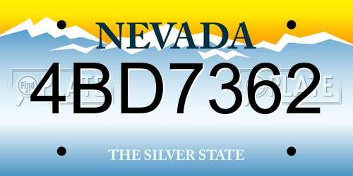4BD7362 Nevada License Plate