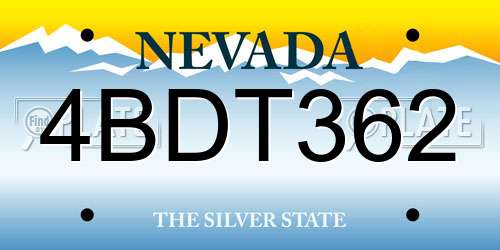 4BDT362 Nevada License Plate