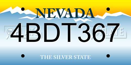 4BDT367 Nevada License Plate