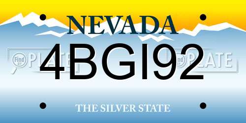 4BGI92 Nevada License Plate