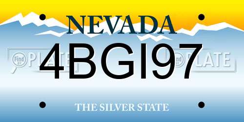 4BGI97 Nevada License Plate
