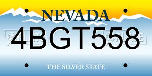 4BGT558 Nevada License Plate