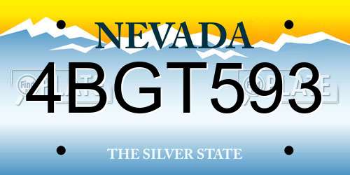4BGT593 Nevada License Plate