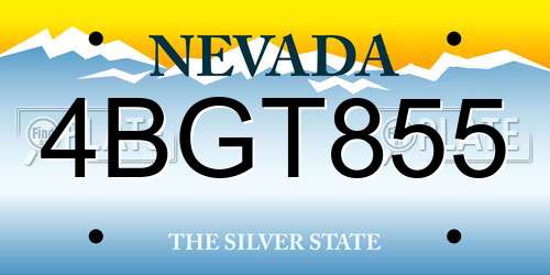 4BGT855 Nevada License Plate