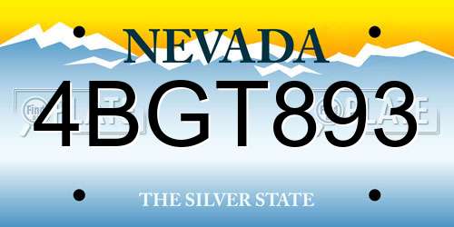 4BGT893 Nevada License Plate