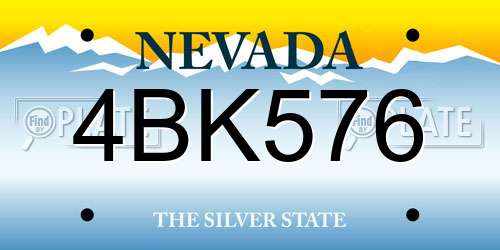 4BK576 Nevada License Plate