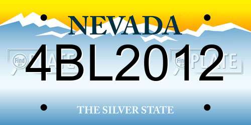 4BL2012 Nevada License Plate