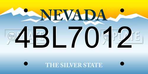 4BL7012 Nevada License Plate