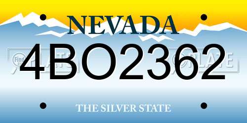4BO2362 Nevada License Plate