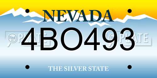 4BO493 Nevada License Plate