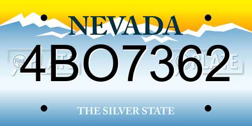 4BO7362 Nevada License Plate