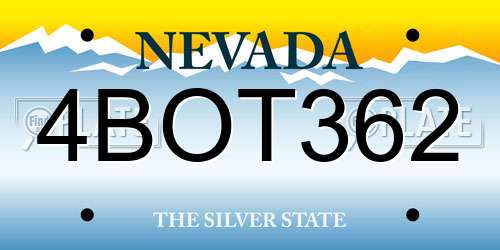 4BOT362 Nevada License Plate