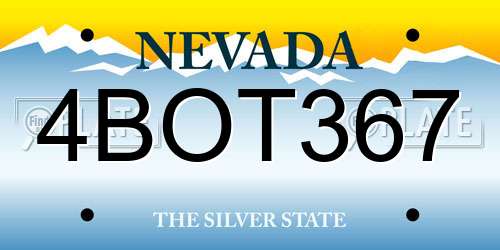 4BOT367 Nevada License Plate